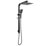 AQUAPERLA OX2150.SH.N+OX0002.SH+OX-S8.HHS SQUARE WIDE RAIL SHOWER STATION TOP WATER INLET WITH 3 FUNCTIONS HANDHELD SHOWER BLACK