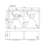 AQUAPERLA TWM6 1.2MM HANDMADE DOUBLE BOWL KITCHEN SINK 770X450X215MM CHROME