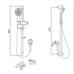 AQUAPERLA CH2148.SH.N SQUARE SHOWER RAIL SLIDING HOLDER WITH SOAP DISH, WATER HOSE & WALL CONNECTOR ONLY CHROME