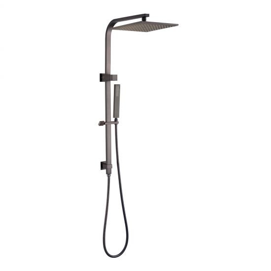 AQUAPERLA GM2130.SH SQUARE 10" SHOWER STATION TOP WATER INLET GUN METAL GREY