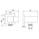 AQUAPERLA GM2127.SH.N SQUARE SHOWER HOLDER WALL CONNECTOR & HOSE ONLY GUN METAL GREY