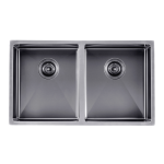 AQUAPERLA TWM6B 1.2MM HANDMADE DOUBLE BOWL KITCHEN SINK 770X450X215MM GUN METAL GREY