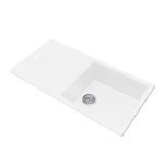 AQUAPERLA WH1050.KS GRANITE STONE KITCHEN SINK WITH DRAINBOARD 1000x500x200MM WHITE