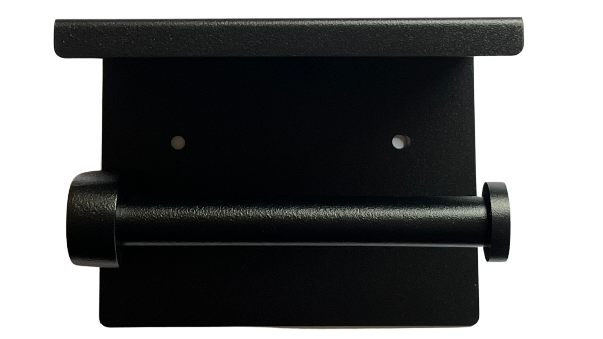 METLAM ML268_TRH_DESIGNER DESIGNER BLACK SERIES SINGLE TOILET ROLL HOLDER WITH SHELF TOP DESIGNER BLACK