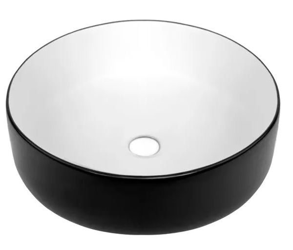 INSPIRE IS4088MWB RADIUS ROUND ABOVE COUNTER BASIN BLACK & WHITE