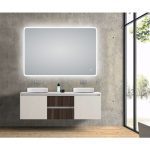AQUAPERLA LM-LDE1280 CURVED RIM RECTANGLE LED MIRROR 1200x800MM 3 COLOR LIGHTING TOUCH SENSOR SWITCH DEFOGGER PAD WALL MOUNTED VERTICAL OR HORIZONTAL