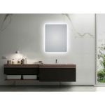 AQUAPERLA LM-LDE6075 CURVED RIM RECTANGLE LED MIRROR 600x750MM 3 COLOR LIGHTING TOUCH SENSOR SWITCH DEFOGGER PAD WALL MOUNTED VERTICAL OR HORIZONTAL