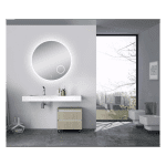 AQUAPERLA LM-LDR9090 ROUND LED MIRROR 900MM 3 COLOR LIGHTING WITH MAGNIFYING MIRROR TOUCH SENSOR SWITCH DEFOGGER PAD WALL MOUNTED