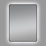 AQUAPERLA LM-BK-LDE81 810x610MM RECTANGLE ALUMINUM FRAMED CURVED RIM LED MIRROR 3 COLOR LIGHTING TOUCH SENSOR SWITCH WALL MOUNTED VERTICAL OR HORIZONTAL BLACK