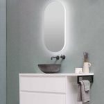 AQUAPERLA LM-LDO4575 OVAL ACRYLIC LED MIRROR 450x750MM 3 COLOR LIGHTING TOUCH SENSOR SWITCH DEFOGGER PAD WALL MOUNTED