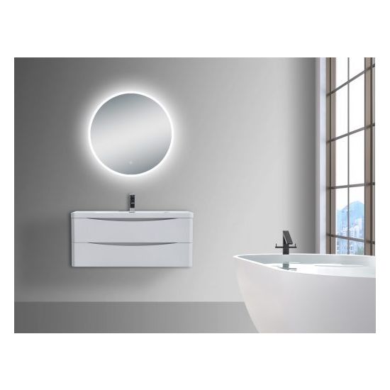 AQUAPERLA LM-LDR7575 ROUND LED MIRROR 750MM 3 COLOR LIGHTING TOUCH SENSOR SWITCH DEFOGGER PAD WALL MOUNTED ACRYLIC MIRROR