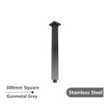 AQUAPERLA GM0126.SA SQUARE CEILING SHOWER ARM 300MM GUN METAL GREY