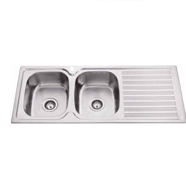 BADUNDKUCHE BK118.1 TRADITIONELL SQUARE DOUBLE BOWL SINK STAINLESS STEEL