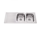 BADUNDKUCHE BK118.1 TRADITIONELL SQUARE DOUBLE BOWL SINK STAINLESS STEEL