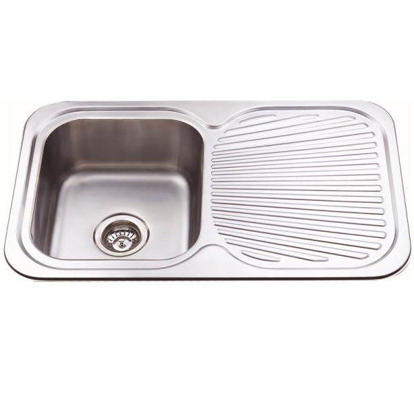 BADUNDKUCHE BK78 TRADITIONELL SQUARE SOFT EDGE SINGLE BOWL SINK STAINLESS STEEL