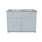 BADUNDKUCHE BK90L-D DOUBLE BOWL LAUNDRY TUB & CABINET STAINLESS STEEL