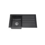 BADUNDKUCHE BKGS8649 ARCKO GRANITE SINGLE BOWL WITH DRAINER GRANITE SINK MATTE BLACK