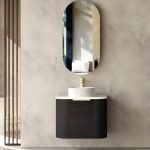 INSPIRE BO600B BONDI CURVE WALL HUNG VANITY 600 CABINET ONLY BLACK OAK