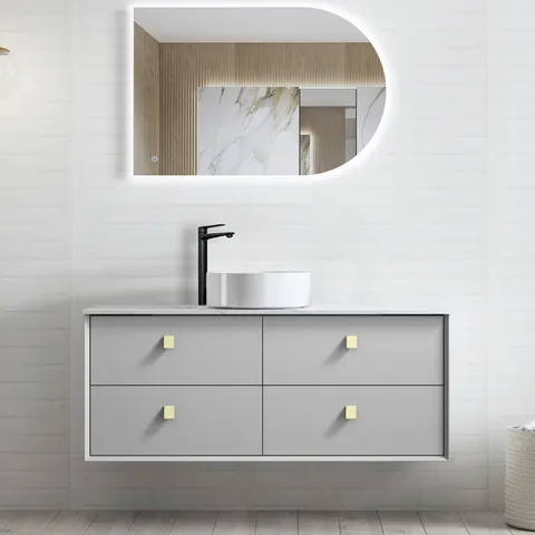 INSPIRE BS1200LG BOSTON BEVEL EDGE WALL HUNG VANITY 1200 CABINET ONLY LIGHT GREY