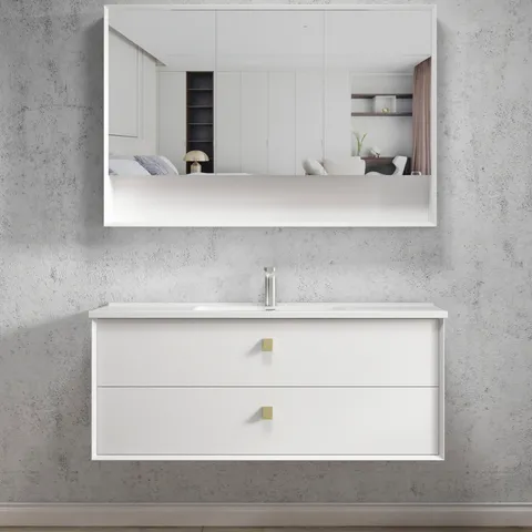 INSPIRE BS1200W BOSTON BEVEL EDGE WALL HUNG VANITY 1200 CABINET ONLY MATTE WHITE