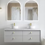 INSPIRE BS1500LG BOSTON BEVEL EDGE WALL HUNG VANITY 1500 CABINET ONLY LIGHT GREY