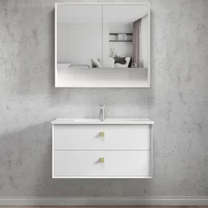 INSPIRE BS900W BOSTON BEVEL EDGE WALL HUNG VANITY 900 CABINET ONLY MATTE WHITE