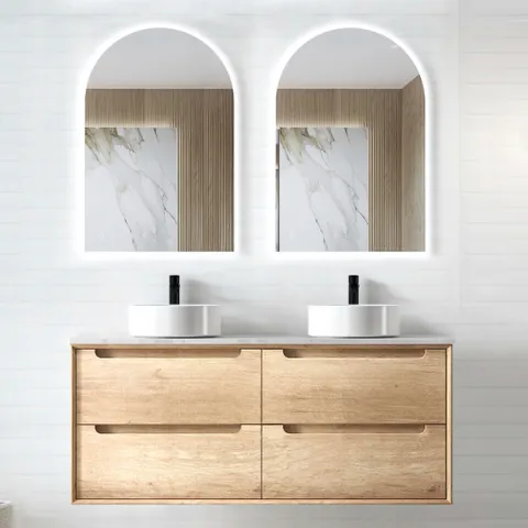 INSPIRE BY1200N-D BYRON DOUBLE BOWL WALL HUNG VANITY 1200 CABINET ONLY NATURAL OAK