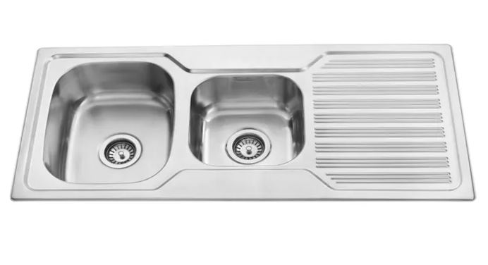 INSPIRE IS1018-1LS ONE AND HALF BOWL SQUARE EDGED KITCHEN / LAUNDRY SINK STAINLESS STEEL