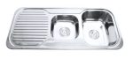 INSPIRE IS1018-1R ONE AND HALF BOWL SOFT EDGED KITCHEN / LAUNDRY SINK STAINLESS STEEL