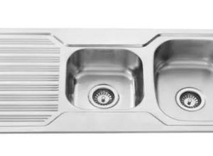 INSPIRE IS1018-1RS ONE AND HALF BOWL SQUARE EDGED KITCHEN / LAUNDRY SINK STAINLESS STEEL
