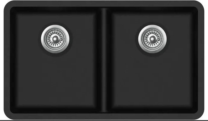 INSPIRE M-KB8148D VIVA GRANITE QUARTZ STONE DOUBLE BOWL KITCHEN / LAUNDRY SINK BLACK