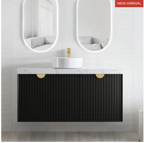 INSPIRE MA1200B MARLO WAVE BOARD WALL HUNG VANITY 1200 CABINET ONLY MATTE BLACK