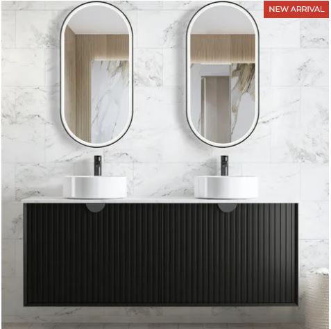 INSPIRE MA1500B MARLO WAVE BOARD WALL HUNG VANITY 1500 CABINET ONLY MATTE BLACK
