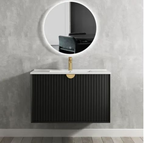 INSPIRE MA900B MARLO WAVE BOARD WALL HUNG VANITY 900 CABINET ONLY MATTE BLACK