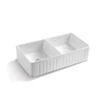 INSPIRE MC84455 BOSTON BUTLER DOUBLE BOWL KITCHEN/LAUNDRY SINK 845X455 WHITE