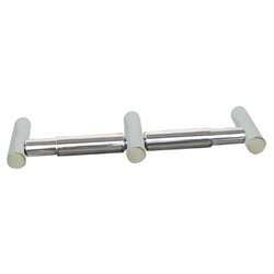 LAWSON SERIES DOUBLE TOILET ROLL HOLDER - ROUND MOUNTING POLISHED STAINLESS STEEL METLAM ML6004PSS