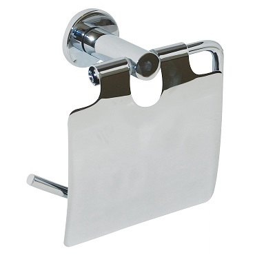 LACHLAN SERIES SINGLE TOILET ROLL HOLDER WITH HOOD - ROUND MOUNTING BRIGHT CHROME PLATE METLAM ML6224
