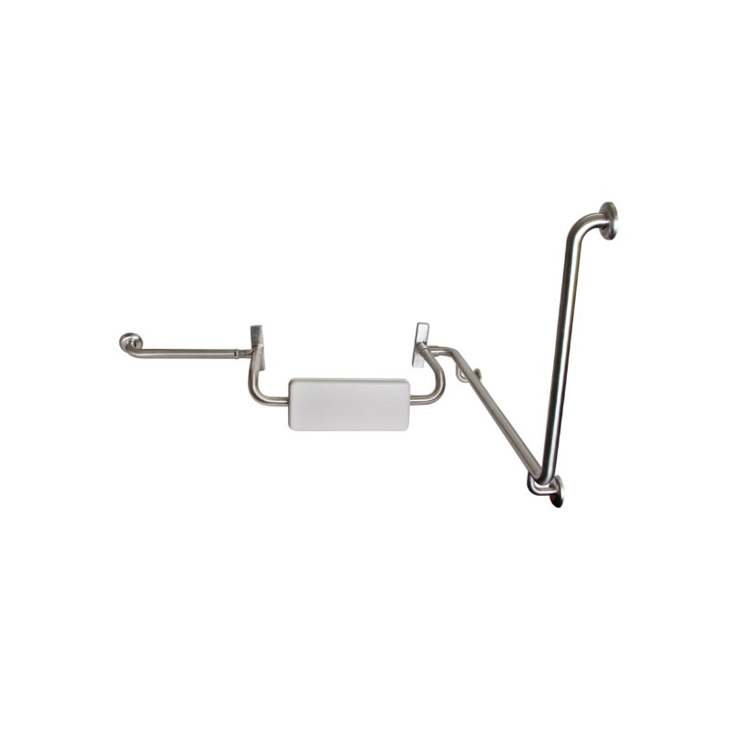 ACCESSIBLE 90° GRAB RAIL AND BACK REST SET WITH PADDED BACK REST LEFT HAND SATIN STAINLESS STEEL METLAM MLR120LH_SET