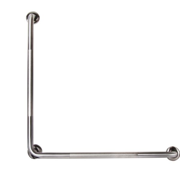PEENED 90° GRAB RAIL 750MM * 750MM LEFT HAND OR RIGHT HAND, CONCEALED FIX SATIN STAINLESS STEEL METLAM SMR750P