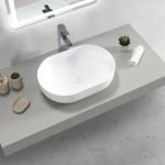 INSPIRE SSB5035 PORTOFINO SOLID SURFACE OVAL ABOVE COUNTER BASIN MATTE WHITE