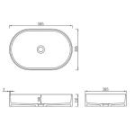 INSPIRE SSB5838 NOOSA SOLID SURFACE OVAL ABOVE COUNTER BASIN MATTE WHITE