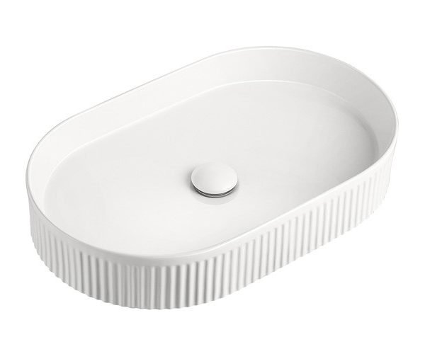 ROUND ABOVE COUNTER BASIN PILL FLUTED GLOSS WHITE TOPCPFL5836GW ADP