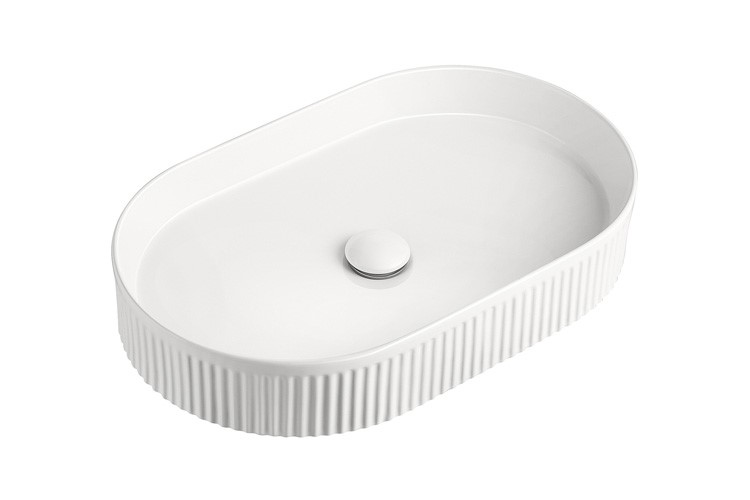 ROUND ABOVE COUNTER BASIN PILL FLUTED GLOSS WHITE TOPCPFL5836GW ADP