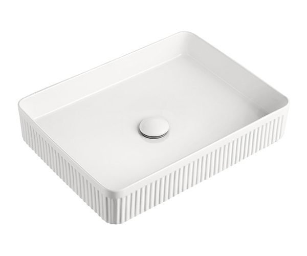 RECTANGULAR ABOVE COUNTER BASIN RECTANGULAR FLUTED GLOSS WHITE TOPCRFL5047GW ADP