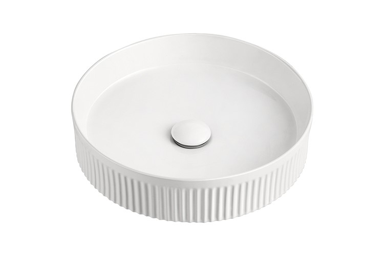 ROUND ABOVE COUNTER BASIN ROUND FLUTED GLOSS WHITE TOPCRFL405GW ADP