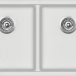 INSPIRE M-KB8148D-W VIVA GRANITE QUARTZ STONE DOUBLE BOWL SINK 810x480x340MM WHITE
