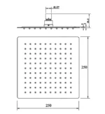 INSPIRE TSSH10 TARAN SQUARE STAINLESS STEEL SHOWER HEAD 250MM CHROME AND COLOURED