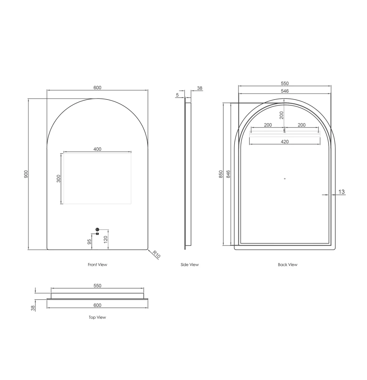 OTTI LED-AR9060N LED MIRROR ARCHIE 900X600 FRAMELESS MIRROR