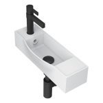RECTANGULAR WALL HUNG BASIN HALO GLOSS/MATTE WHITE TOPSHAL45W ADP