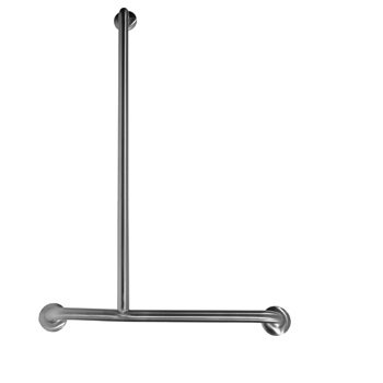 ACCESSIBLE SHOWER INVERTED OFFSET "T" LEFT HAND GRAB RAIL, CONCEALED FIX SATIN STAINLESS STEEL METLAM MLR107_MKII